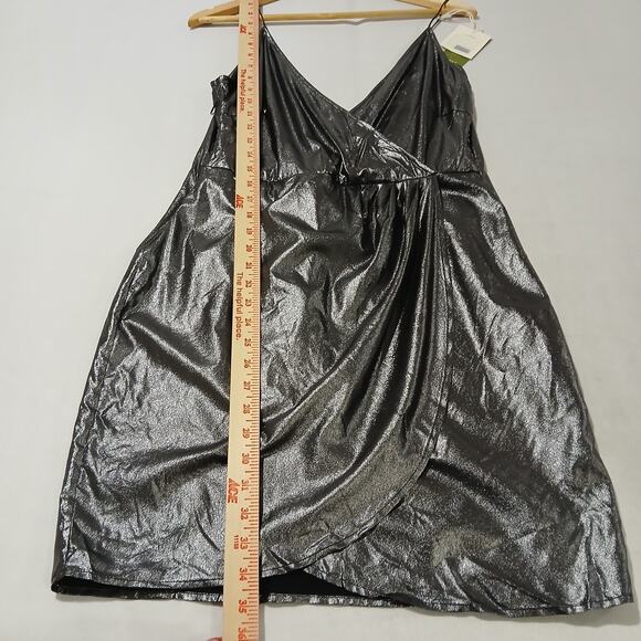LILYSILK Silk Dress Womens Medium Silver Metallic Wrap Layered Skirt NWT - Picture 8 of 11
